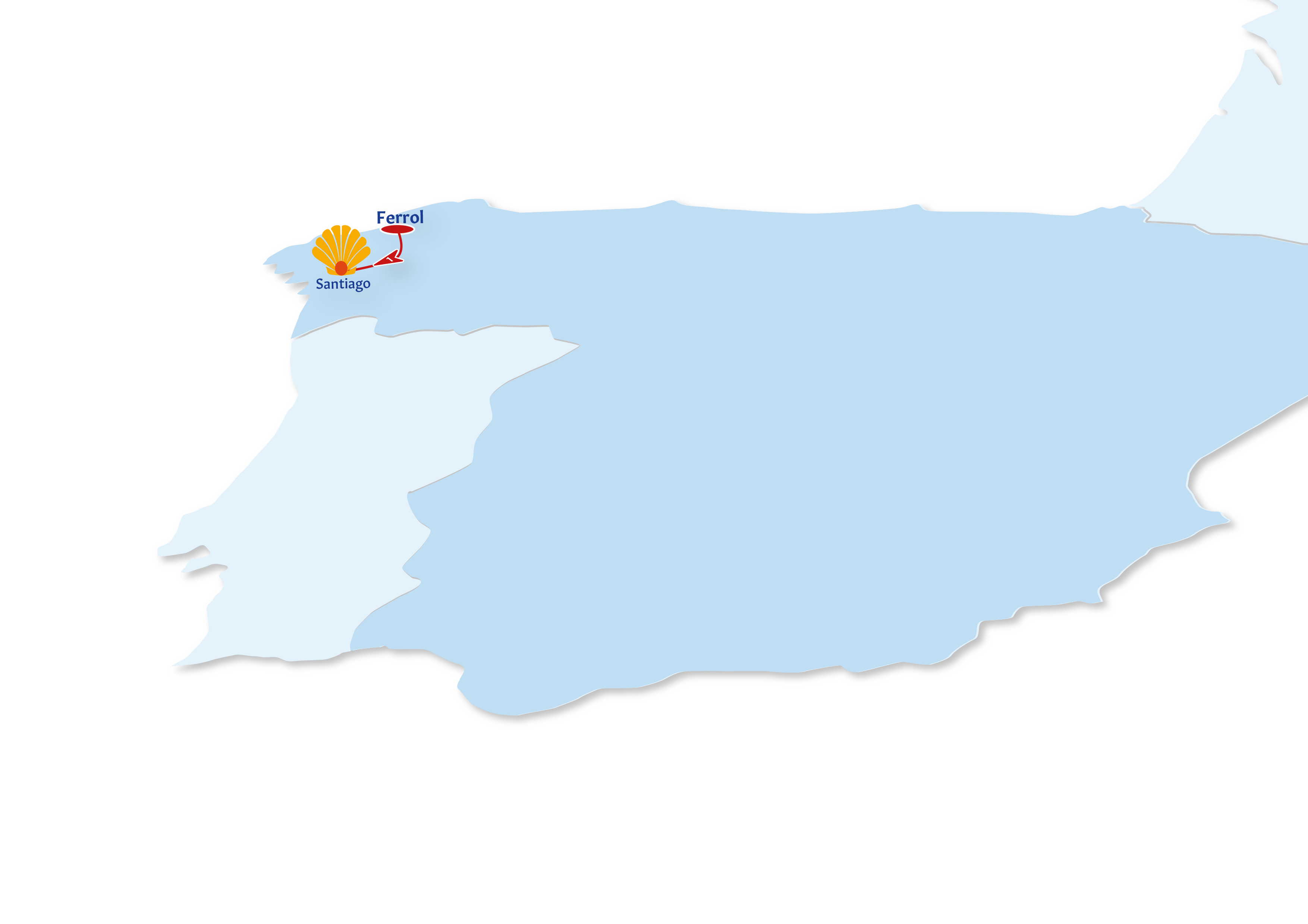 A map of the Camino de Ingles route